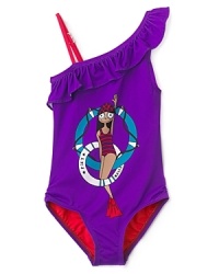Little Marc Ruffled Asymmetrical Mailot Swim Suit - Sizes 2-12 Little Marc Ruffled Asymmetrical Mailot Swim Suit - Sizes 2-12