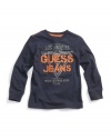 Guess Rough Weave L/S T-shirt (Sizes 8 - 20) - navy, 8/10