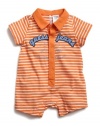 GUESS Polo Style Striped Romper, ORANGE (3/6M)