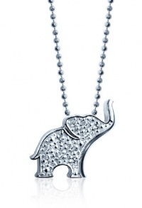 Alex Woo Little Luck Diamond and 14k White Gold Elephant Pendant Necklace, 16