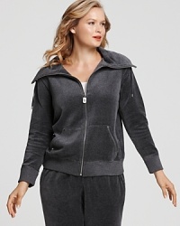 Laid-back luxury is embodied in this MICHAEL Michael Kors velour jacket, designed with a chic funnel neck and gleaming golden hardware. Laid-back luxury is embodied in this MICHAEL Michael Kors velour jacket, designed with a chic funnel neck and gleaming golden hardware.