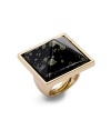 THE LOOKPyramid designResin with faux gold leaf watermark accents22k goldplated settingExpandable spring ring insert THE MEASUREMENTWidth, about 1¼ORIGINImported