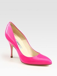 Polished patent leather go-to has a traditional point toe and comfortable padded insole. Self-covered heel, 4 (100mm)Patent leather upperLeather lining and solePadded insoleMade in ItalyOUR FIT MODEL RECOMMENDS ordering one half size up as this style runs small. Polished patent leather go-to has a traditional point toe and comfortable padded insole. Self-covered heel, 4 (100mm)Patent leather upperLeather lining and solePadded insoleMade in ItalyOUR FIT MODEL RECOMMENDS ordering one half size up as this style runs small.