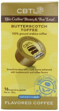 CBTL Butterscotch Toffee Coffee Capsules By The Coffee Bean & Tea Leaf, 16-Count Box CBTL Butterscotch Toffee Coffee Capsules By The Coffee Bean & Tea Leaf, 16-Count Box