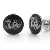 Black Stainless Steel Dragon Stud Earrings for Men