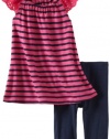 Splendid Littles Baby-girls Infant Florence Stripe Tunic and Legging Set, Cotton Candy, 12-18 Months