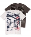 Upgrade your t-shirt style with some modern graphic cool on these v-neck tees from Marc Ecko Cut & Sew.