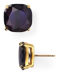 A pair with the luxe touch: these simple kate spade new york studs are a daytime favorite, set in gold plated metal with a colorful stone center. A pair with the luxe touch: these simple kate spade new york studs are a daytime favorite, set in gold plated metal with a colorful stone center.