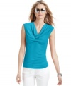 In a saturated shade, this MICHAEL Michael Kors cowl-neck top is bold yet basic. A stylish wardrobe staple!