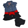 Guess Infant Girls S/S Double Blue W/Red Denim Dress Set (24M)