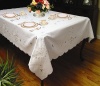 Rivierra Embroidered Design Tablecloth White 70 by 120 Oblong / Rectangle