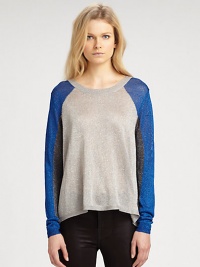 Lustrous threads add a metallic finish to this relaxed colorblock sweater with a crossover back panel. Ribbed roundneckLong sleevesRibbed cuffs and hemCrossover back panelViscose/LurexDry cleanImportedModel shown is 5'10 (177cm) wearing US size Small. Lustrous threads add a metallic finish to this relaxed colorblock sweater with a crossover back panel. Ribbed roundneckLong sleevesRibbed cuffs and hemCrossover back panelViscose/LurexDry cleanImportedModel shown is 5'10 (177cm) wearing US size Small.