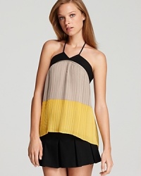 Sunny color blocking and pretty pleats thrive on this colorful 10 Crosby Derek Lam halter top. Pair it with crisp, dark denim for an expert look. Sunny color blocking and pretty pleats thrive on this colorful 10 Crosby Derek Lam halter top. Pair it with crisp, dark denim for an expert look.
