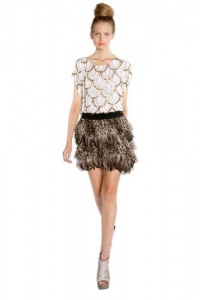 Alice and Olivia By Stacey Bendet Designer Womens Leopard Print Feather Skirt Alice and Olivia By Stacey Bendet Designer Womens Leopard Print Feather Skirt