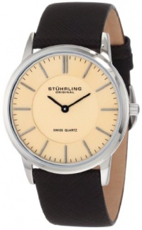 Stuhrling Original Men's 238.321K43 Classic Ascot Newberry Swiss Quartz Super Slim Brown Leather Strap Watch