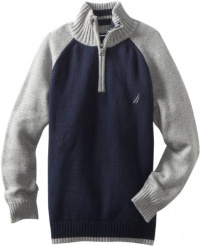 Nautica Sportswear Kids Boys 8-20 One-Fourth Zip Baseball Sleeve Sweater