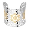 Inox Womens Two-Tone Floral Pattern Stainless 316L Steel Cuff Bangle