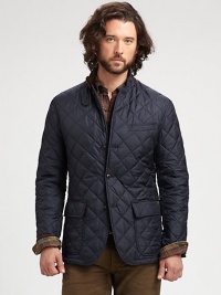 Evoking the timeless style of the English countryside, a classic sport coat receives a cool-weather update from a quilted construction and toasty fill.Button-frontChest welt, waist flap pocketsFully linedAbout 31 from shoulder to hemPolyesterDry cleanImported