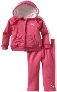 Puma - Kids Baby-Girls Infant Fleece Hoodie And Pant Set, Pink, 12 Months