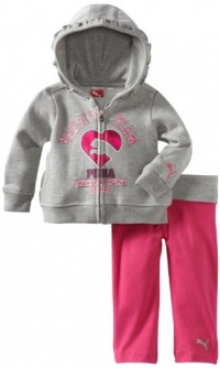 Puma - Kids Baby-Girls Infant Hoodie And Yoga Pant Set, Grey Heather, 24 Puma - Kids Baby-Girls Infant Hoodie And Yoga Pant Set, Grey Heather, 24