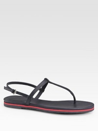 Adjustable, skinny leather straps with a comfortable rubber sole and thong front. Leather upperLeather liningRubber solePadded insoleMade in ItalyOUR FIT MODEL RECOMMENDS ordering true size. Adjustable, skinny leather straps with a comfortable rubber sole and thong front. Leather upperLeather liningRubber solePadded insoleMade in ItalyOUR FIT MODEL RECOMMENDS ordering true size.