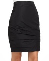 THE LOOKNarrow waistbandRuched bodySide zipper with hook-and-eyeTHE FITAbout 25 from shoulder to hemTHE MATERIAL59% polyester/41% acetateFully linedCARE & ORIGINDry cleanMade in Italy