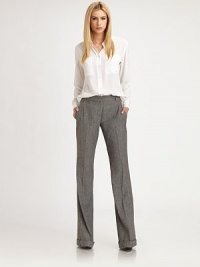Rich blended wool, impeccably tailored with a hint of stretch for added give at the hips and thighs.Tab-front waistBelt loopsZip-flyFlat frontSlash pocketsBack welt pocketsRise, about 10Inseam, about 3731% wool/26% viscose/25% cotton/10% polyester/6% polyamide/2% elastaneDry cleanMade in USA of Italian fabricModel shown is 5'10 (177cm) wearing US size 4. Rich blended wool, impeccably tailored with a hint of stretch for added give at the hips and thighs.Tab-front waistBelt loopsZip-flyFlat frontSlash pocketsBack welt pocketsRise, about 10Inseam, about 3731% wool/26% viscose/25% cotton/10% polyester/6% polyamide/2% elastaneDry cleanMade in USA of Italian fabricModel shown is 5'10 (177cm) wearing US size 4.