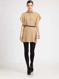 Sculptural cape sleeves elevate this crisp, mini silhouette.Shirt collarButton frontCap sleevesIncluded beltSide slash pocketsSilk liningAbout 17 from natural waist80% viscose/20% woolDry cleanMade in Italy of imported fabricModel shown is 5'10 (177cm) wearing US size 4. Sculptural cape sleeves elevate this crisp, mini silhouette.Shirt collarButton frontCap sleevesIncluded beltSide slash pocketsSilk liningAbout 17 from natural waist80% viscose/20% woolDry cleanMade in Italy of imported fabricModel shown is 5'10 (177cm) wearing US size 4.