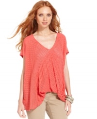 Add instant texture to any ensemble in DKNY Jeans' mixed-stitch knit sweater. Made from 100% cotton it's lightweight enough for summer and a comfy piece to transition into fall. Add instant texture to any ensemble in DKNY Jeans' mixed-stitch knit sweater. Made from 100% cotton it's lightweight enough for summer and a comfy piece to transition into fall.