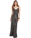 With simple slip-dress styling, this BCBGeneration metallic maxi dress is oh-so chic for an understated sexy look!