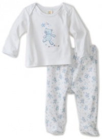 ABSORBA Baby-Boys Newborn Sweet Bear Boys Two Piece Footed Pant Set, Blue/White, 3/6 ABSORBA Baby-Boys Newborn Sweet Bear Boys Two Piece Footed Pant Set, Blue/White, 3/6