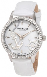 Stuhrling Original Women's 520.1115P7 Vogue Audrey Verona Del Mar Swiss Quartz Mother-Of-Pearl Swarovski Crystal White Watch