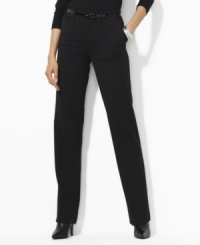 An elegant, classic-fitting dress pant exudes tailored sophistication crafted with a hint of stretch for a flattering fit. An elegant, classic-fitting dress pant exudes tailored sophistication crafted with a hint of stretch for a flattering fit.