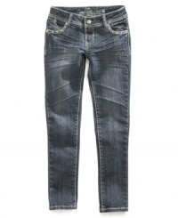 Revolution by Revolt jeans will add a heavy dose of rocker style to her everyday wardrobe. Revolution by Revolt jeans will add a heavy dose of rocker style to her everyday wardrobe.