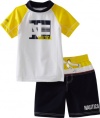 Nautica Sportswear Kids Boys 2-7 Rash Guard And Swim Trunk Set, Yellow, Medium