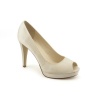 Calvin Klein Sandie Peep Toe Platforms Shoes Ivory Womens