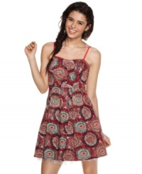 You'll be a pretty picture in this printed a-line frock from American Rag, where a peek-a-boo tulle lining adds a dose of fun! You'll be a pretty picture in this printed a-line frock from American Rag, where a peek-a-boo tulle lining adds a dose of fun!