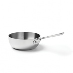 From world-renowned All-Clad, this exceptional saucier features sloping sides ideal for foods that need constant stirring or whisking. Compatible with induction and conventional stove tops, it features tri-ply stainless steel including a hand-polished stainless steel exterior and aluminum core for superlative heat conduction.