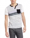 Marc Ecko Cut & Sew Men's Reverse Printed Stripe Short Sleeve Knit, Purple, Medium