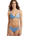 THE LOOKZigzag stripes patternAdjustable halter straps tie at neckTwisted detailing at center frontPadded cupsBack tie closureTHE MATERIAL80% nylon/20% spandexFully linedCARE & ORIGINHand washImportedPlease note: Bikini bottom sold separately. 