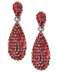 Look wonderful in red. These teardrop earrings from 2028 are crafted from silver-tone mixed metal with siam-colored glass stones adding a sparkling touch. Approximate drop: 1 inch.