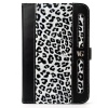 SumacLife Black White Leopard Design Executive Book-Style Leather Portfolio Jacket Case Cover for Barnes and Noble Nook Tablet and Nook Color e-Reader