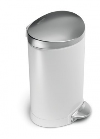 simplehuman 6-Liter /1.6-Gallon Mini Semi-Round Step Trash Can, White Steel