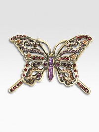 Carefully placed Swarovski crystals lend an opulent, heirloom-quality touch to this utterly charming keepsake pin. Brass ox-plated pewterSwarovski crystal detailPin backing2¼W X 1¾HHandmade in USA Carefully placed Swarovski crystals lend an opulent, heirloom-quality touch to this utterly charming keepsake pin. Brass ox-plated pewterSwarovski crystal detailPin backing2¼W X 1¾HHandmade in USA