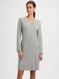 From the Champagne collection, this soft, heathered jersey knit is slightly shaped for a figure-flattering silhouette.Banded V neckline Long sleeves About 39¼ from shoulder to hem 94% viscose/6% elastane Machine wash Imported From the Champagne collection, this soft, heathered jersey knit is slightly shaped for a figure-flattering silhouette.Banded V neckline Long sleeves About 39¼ from shoulder to hem 94% viscose/6% elastane Machine wash Imported