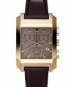 Burberry Heritage Men's Square Chronograph Dial Leather Strap Rose Gold Watch BU1566