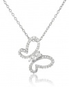 Sterling Silver Diamond Butterfly Pendant Necklace (1/4 cttw, I-J Color, I2-I3 Clarity), 18