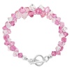 SCBR011 .925 Sterling Silver Pink and Clear Austrian Swarovski Crystals 7.5 Bracelet Toggle Clasp MADE WITH SWAROVSKI ELEMENTS