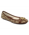 MICHAEL by Michael Kors' Monogram Jaquard Fulton moc flats add a touch of sophistication to your casual looks.