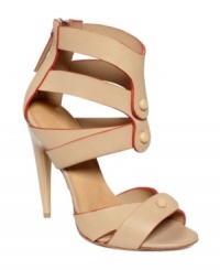 You're not seeing things. These sexy Mirage sandals by L.A.M.B. are almost too good to be true with their on-trend color blocking, back zipper and painted studs. You're not seeing things. These sexy Mirage sandals by L.A.M.B. are almost too good to be true with their on-trend color blocking, back zipper and painted studs.
